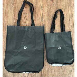 Lululemon Reusable Shopping Bags Lot Of 2 Big Small Black Tote Bags